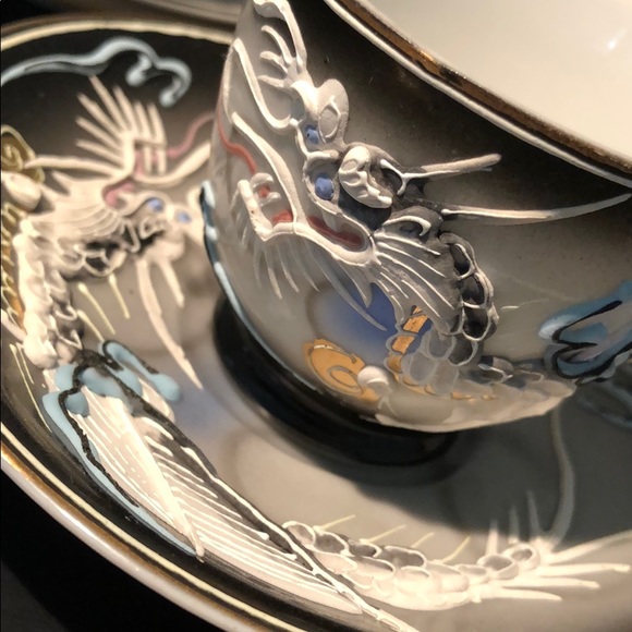 4 VINTAGE DRAGON JAPANESE DEMITASSE SET - Picture 5 of 15